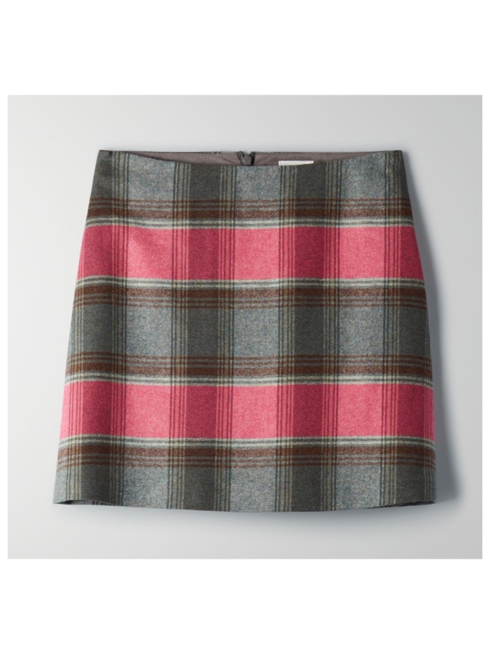 Wilfred Classic Mini Skirt Pink Gray Plaid Wool Cashmere Blend Women's Size 2
